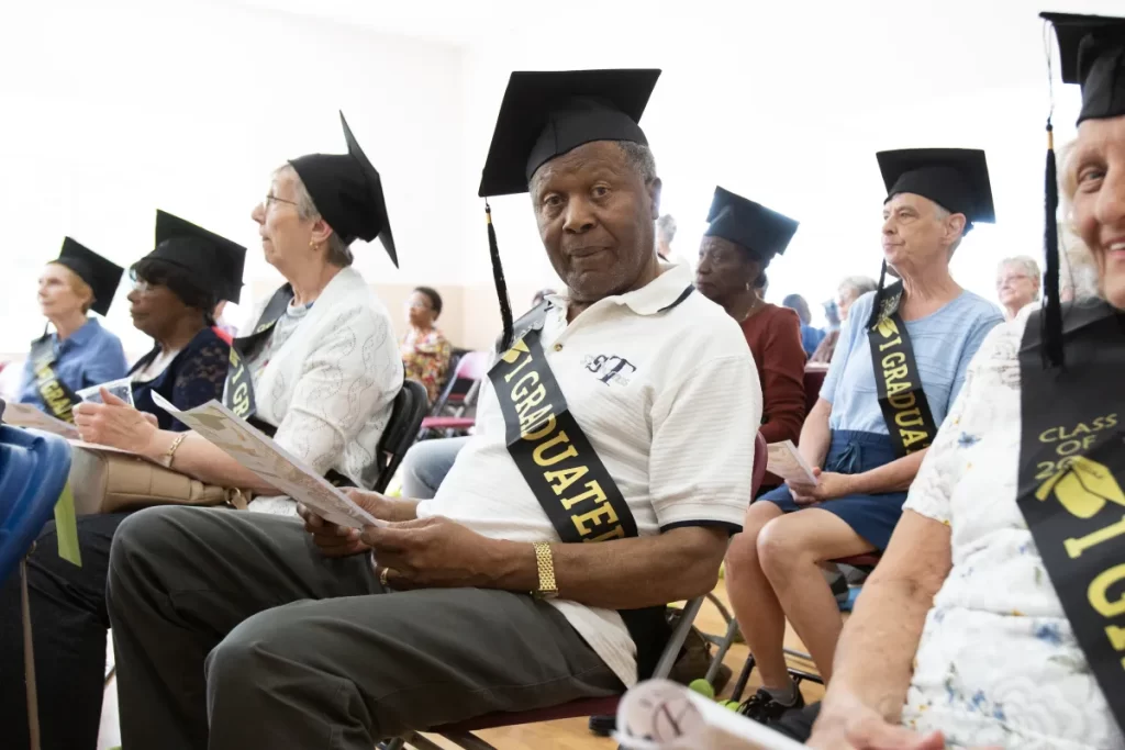 Graduates including Keith Howell, centre, at a ceremony at the LaSalle D&D 50+ Centre. Tim Snow / Montreal Gazette
